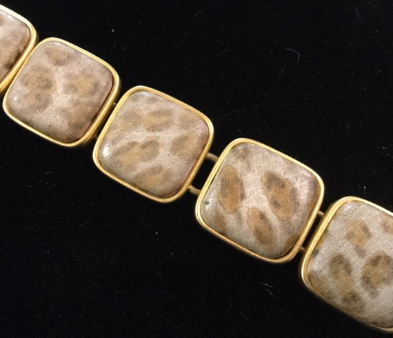 1980s “Dauplaise” Leopard Bracelet/Faux Leather A… - image 4