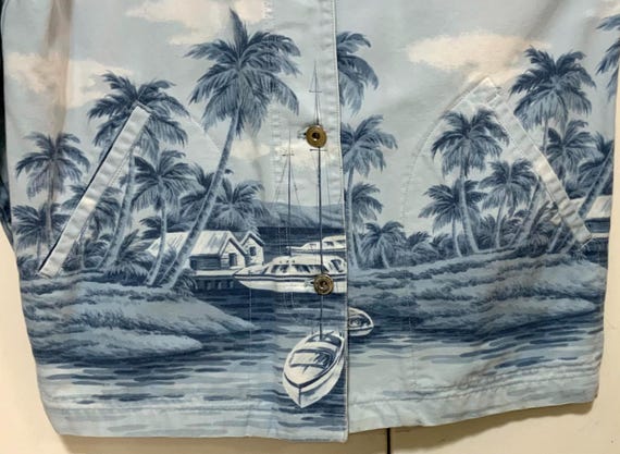 Ralph Lauren Jacket/RL Naval Supply Company/St Martin Blue Nautical Tropical Print/Woman Size Petit-Medium/Vintage