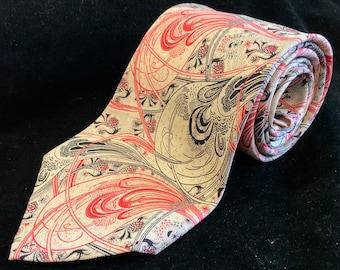 Ralph Lauren Tie-Necktie/RL/Polo/Silk Paisley Print/Black-Red-White/4”Wx57”L/Mens/Vintage 1980s
