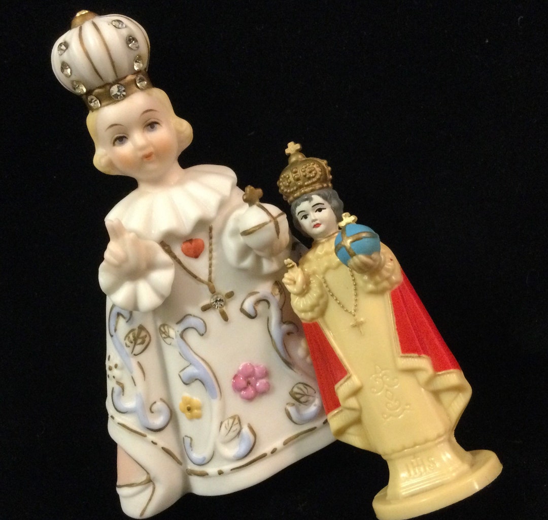 1960s Infant Jesus of Prague Statue Set/christ Child Catholic Religious