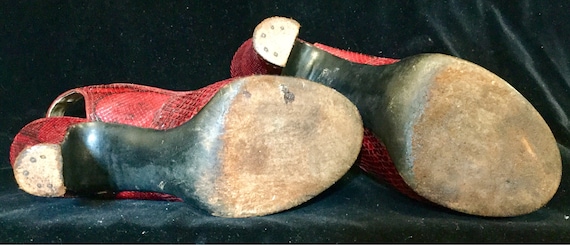 Red Snakeskin Shoes-high Heels-platform-pumps-slingback-peep-toe