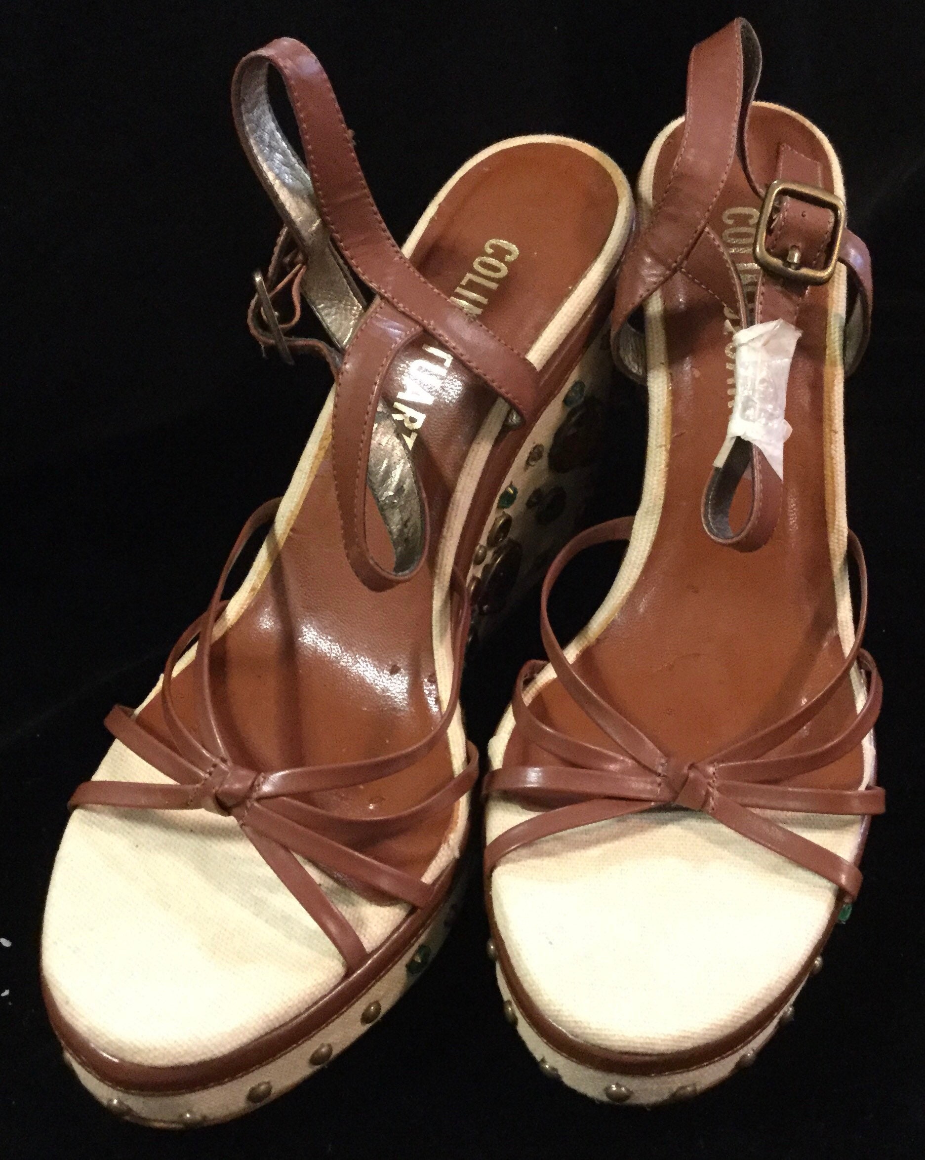 Vintage Rhinestone Shoes colin Stuart Wedge Heel Sandal - Etsy