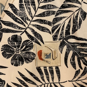 Ralph Lauren Hawaiian Shirt/Golf Print/Button Up/Black+White/Chaps/Hibiscus Flowers/Tropical Palm Fronds/Mens Size XL/XG (chest 50”) Vintage