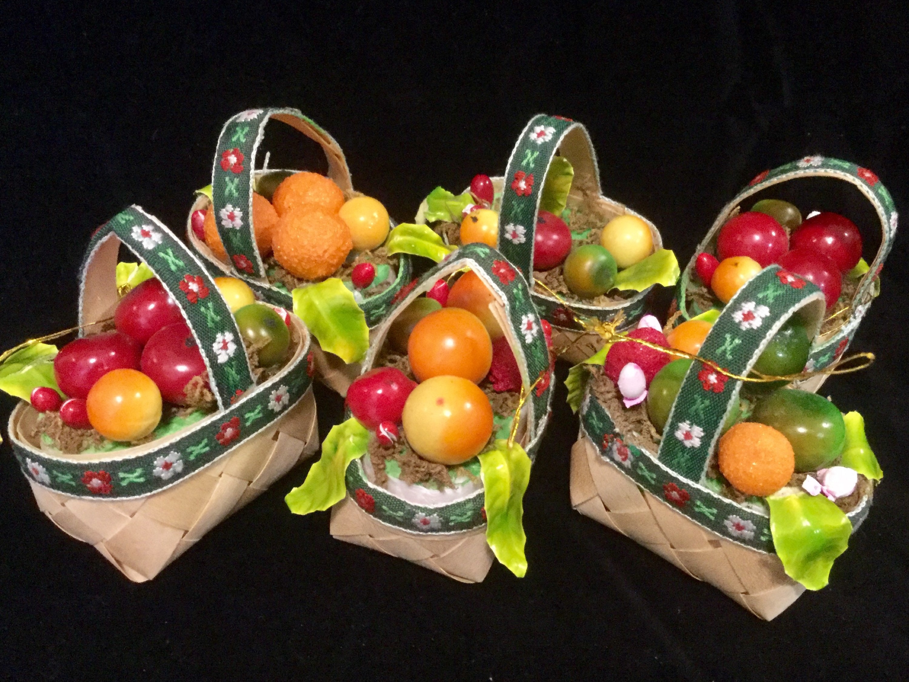 Mini Fruit Ornaments Christmas Wicker Chipwood Baskets Etsy