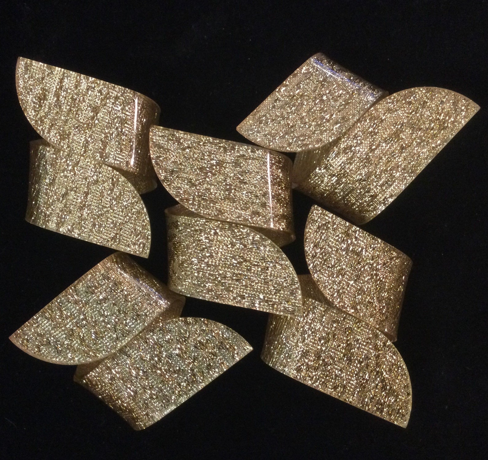 Gold Glitter Napkin Rings Lucite/plastic/acrylic Twisted Art Etsy