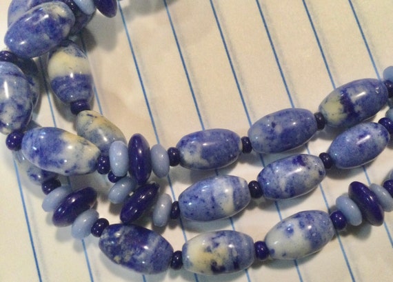 1920s Czech Glass Beaded Necklace/Bohemian/Blue &… - image 6