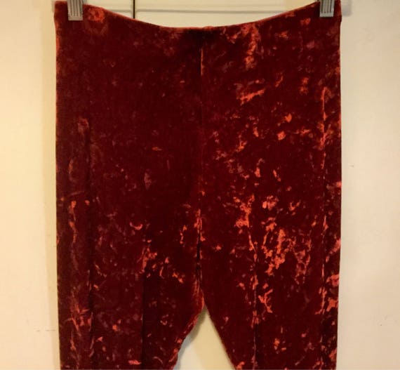 SALE—-1980s Red Velvet Leggings/Crushed Velvet/Wi… - image 1