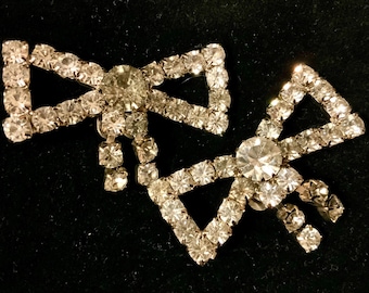 Shoe Clips Set/Rhinestone Ribbon Bow/Wedding-Prom/2 Piece/Woman’s/Vintage