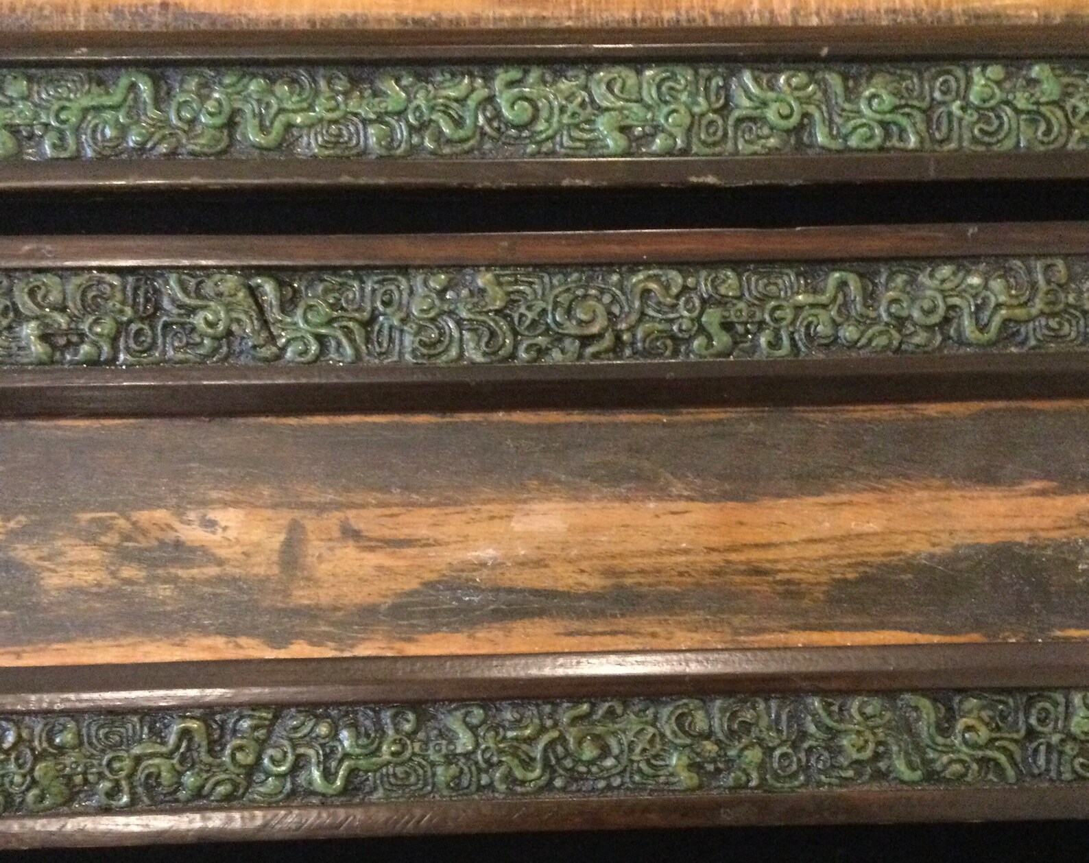 1950s Aztec Picture Frame Pair Mayan Green Carved Resin Etsy