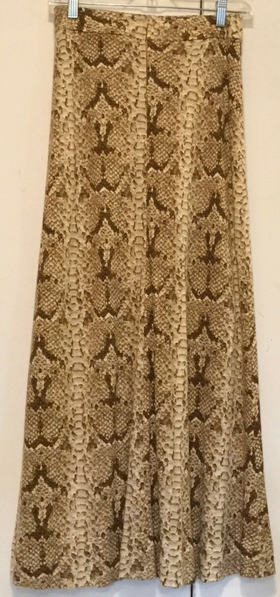 1970s Snakeskin Print Maxi Skirt/Python Snake Rep… - image 6