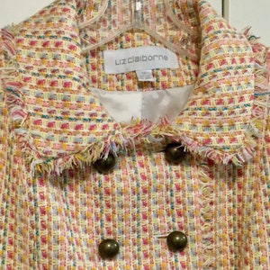 Yellow & Multicolor Wool Blend Tweed Jacket and Dress Set