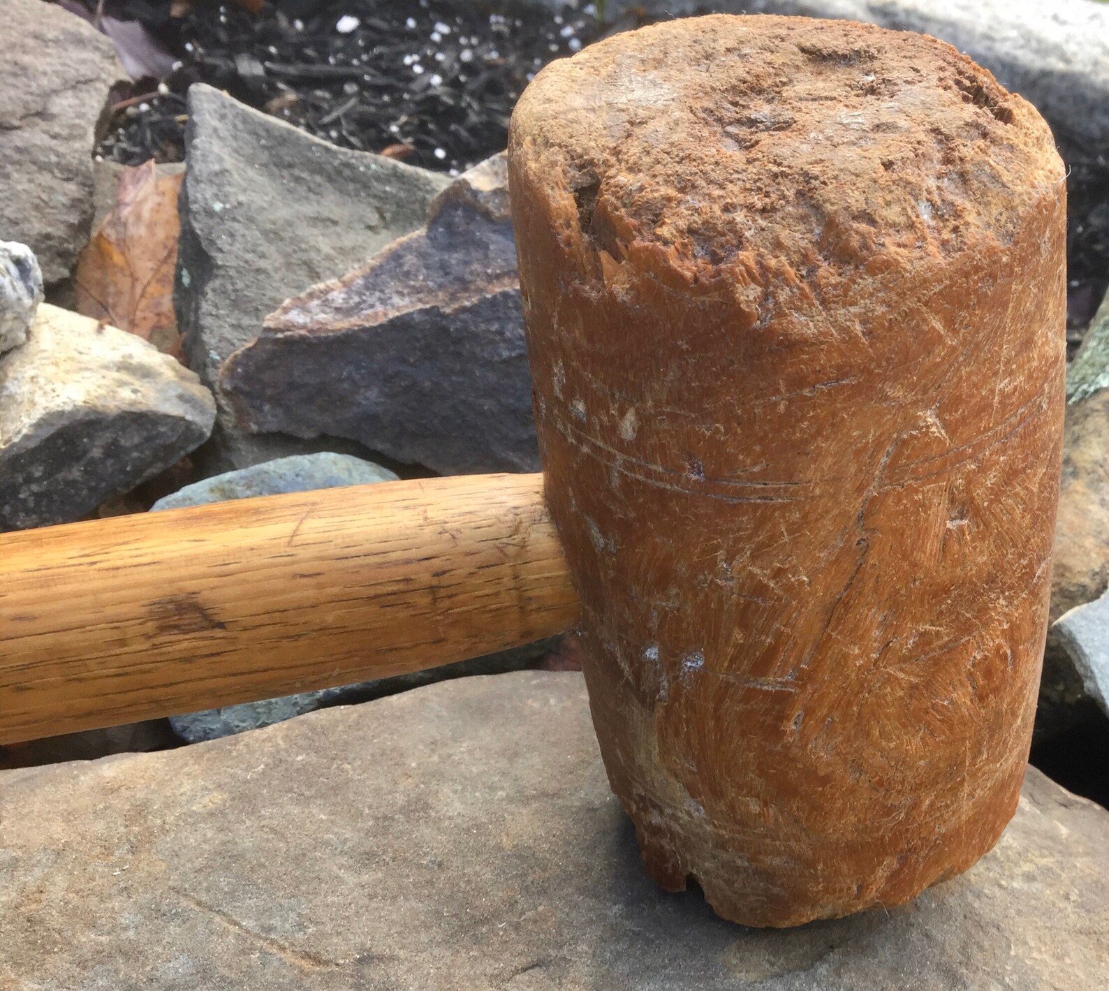 Antique Wood Mallet Primitive Hammer Large Heavy Weighted Etsy