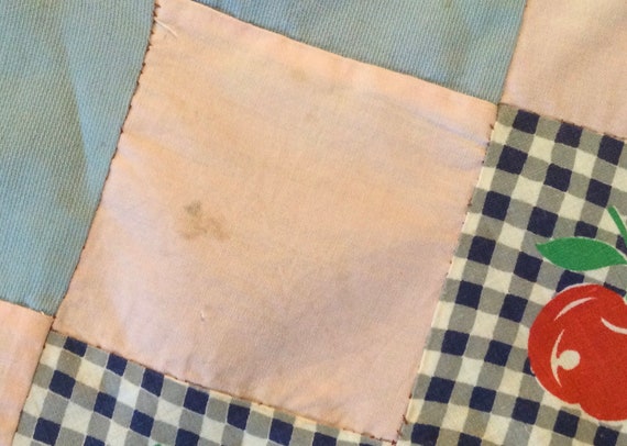 Half Apron/Patchwork Print/Red Apple Fruit/Purple… - image 8