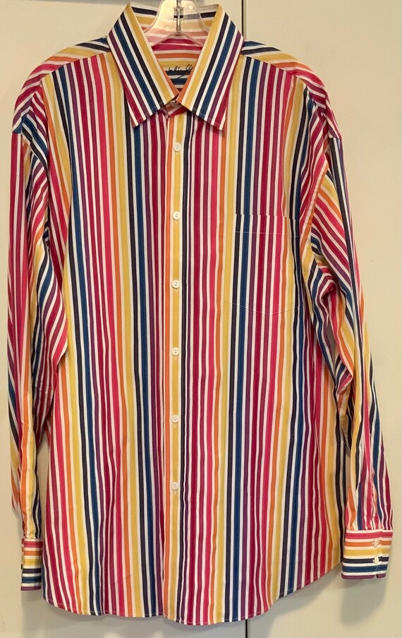 AUTÉNTICA CAMISA DE VESTIR PARA HOMBRE AUTÉNTICA CAMISA DE VESTIR RETRO A  RAYAS DESIGUAL BORDADA ALGODÓN: S