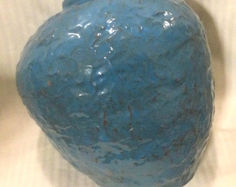 Blue Studio Pottery Vase/Hand-Thrown/Ceramic Earthenware/Outsider Art Signed “Newcomb”/Large 7”Wx7.5”H/Handmade/Vintage