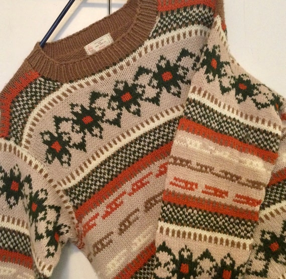 Vtg Hand-Knit Pullover Ski Sweater/Nordic-Scandin… - image 1