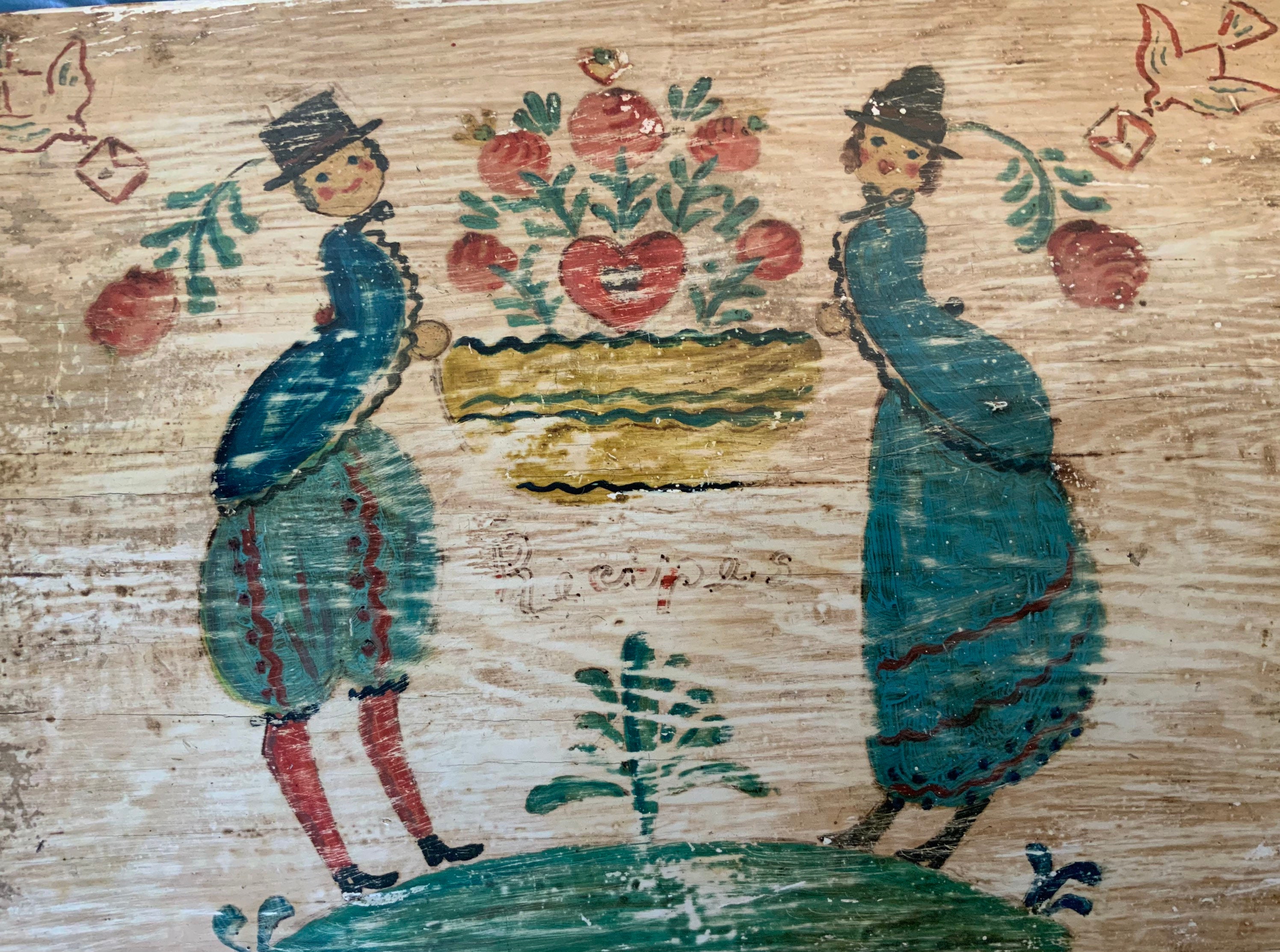 Peter Hunt Chest-trunk-recipe Storage Box/hand Painted Wood Folk Art ...