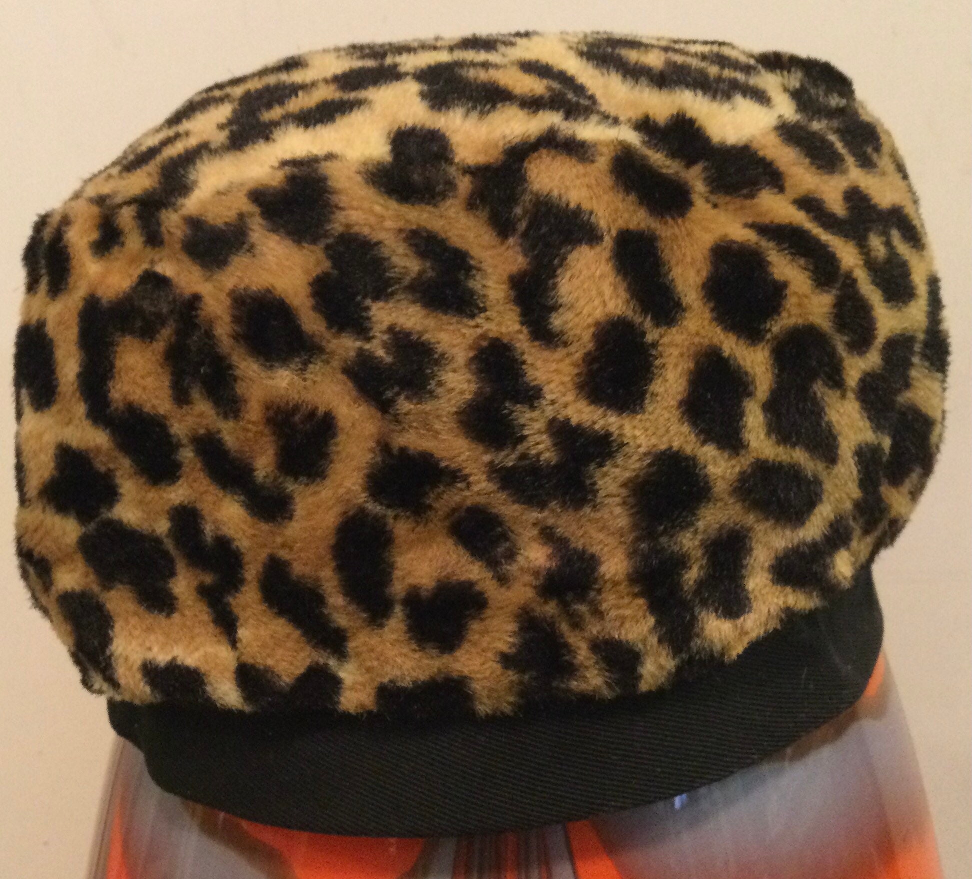 1950s Faux Fur Leopard Beret/Tam/Pillbox Hat Black/Gold Print | Etsy