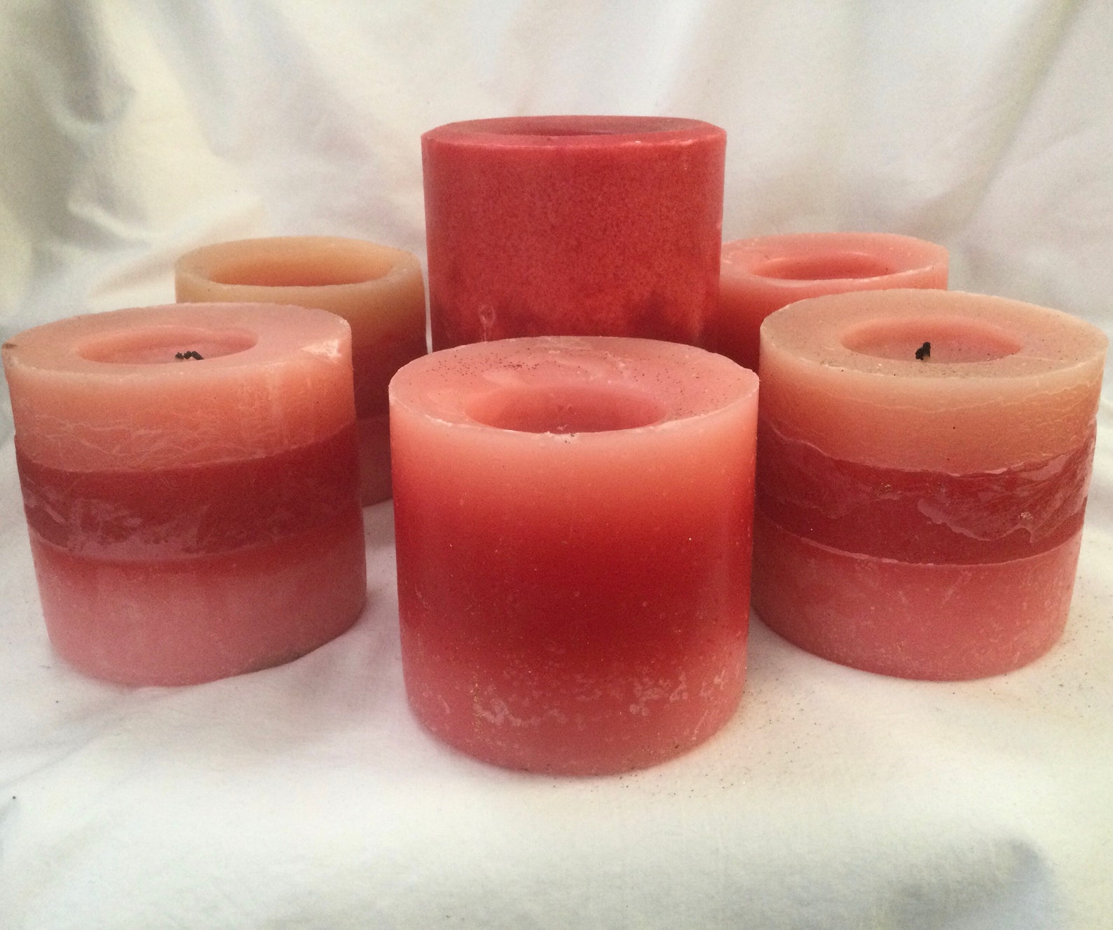 Lot Layered Pillar Candles Paraffin Wax Scented Pink/red Large Etsy