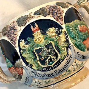 Gluhwein Pot/Punch Bowl/Soup Tureen/Planter/Castles/Gerz Germany Souvenir/Salt Glaze Stoneware/HP/Large/Vintage