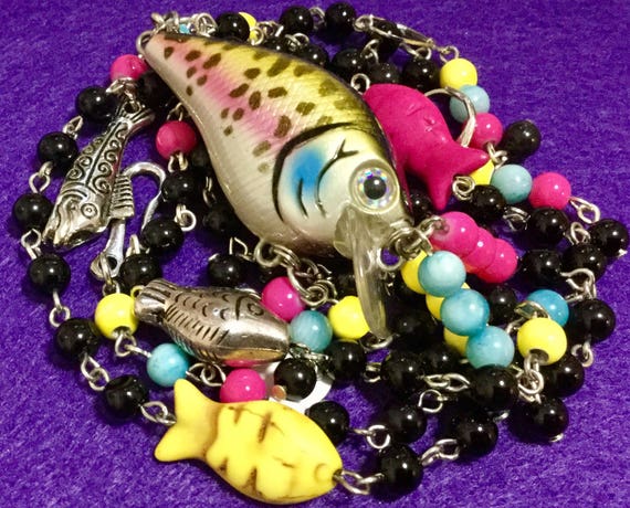 Fish Bead Necklace-pendant-tassel & Earrings/angler Fishing Lure