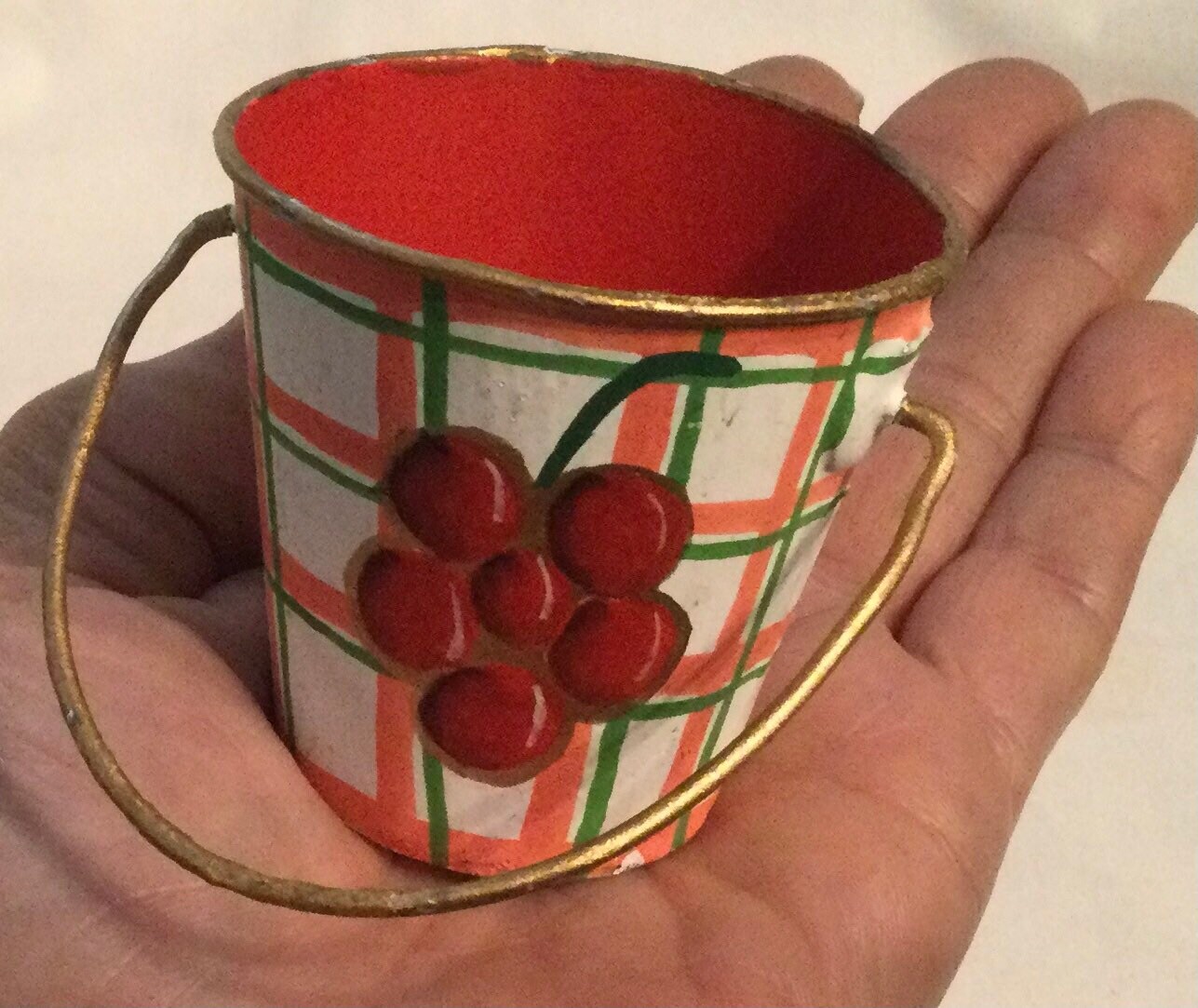 Mini Galvanized Tin Buckets Pair Hand Painted Toleware Metal Etsy