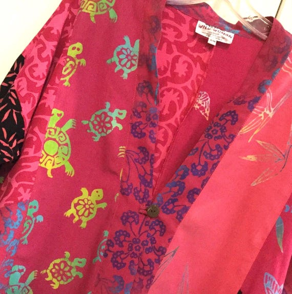 Pink Butterfly Jacket-Shacket-Over Shirt/Patchwor… - image 1