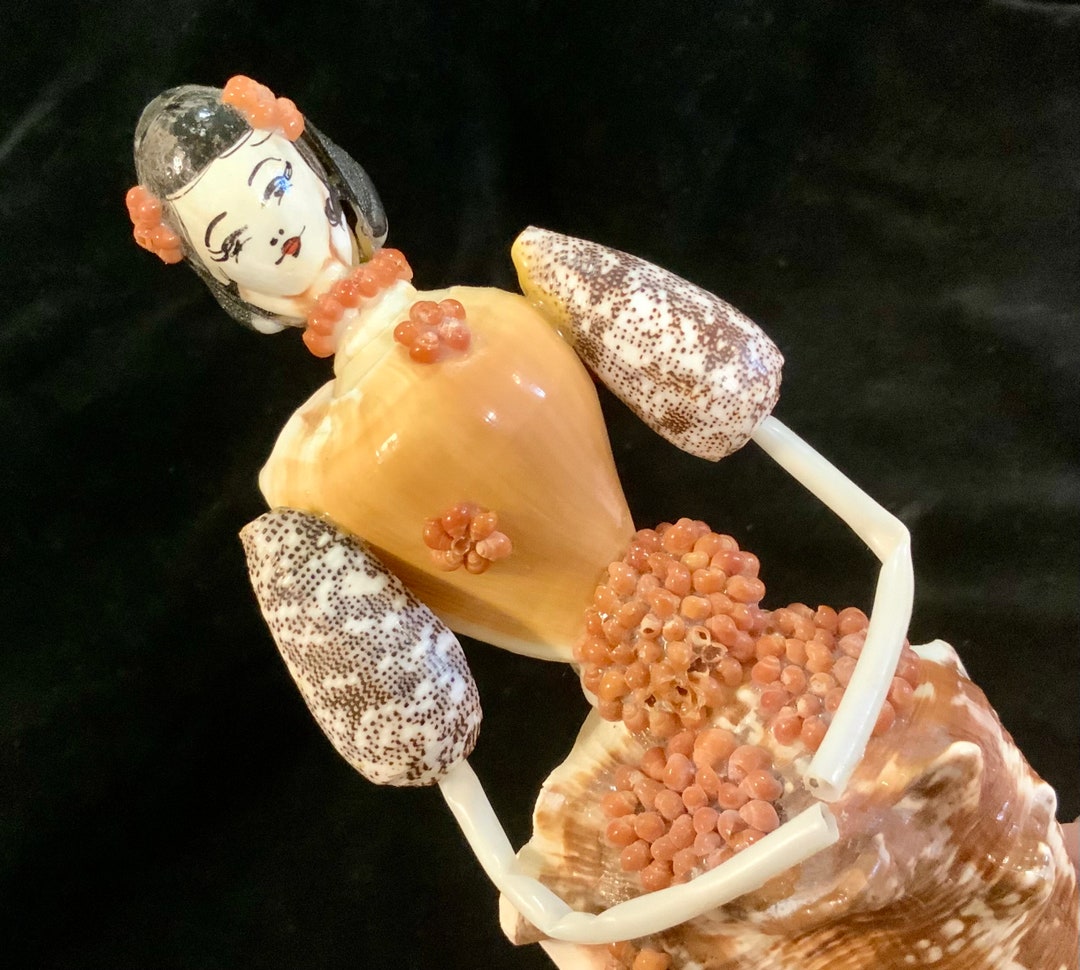 Shell Doll Figurine Knick Knack/seashell Lady/shell Art Souvenir ...