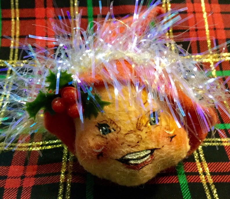 Annalee Doll Christmas Ornament 1994-96-97 Elf Head Skier Bunny Rabbit Present Vintage 3 Piece SET