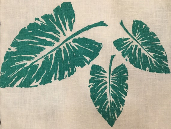 Barkcloth Hawaiian Shirt “Andrade” Tropical Leaf … - image 7