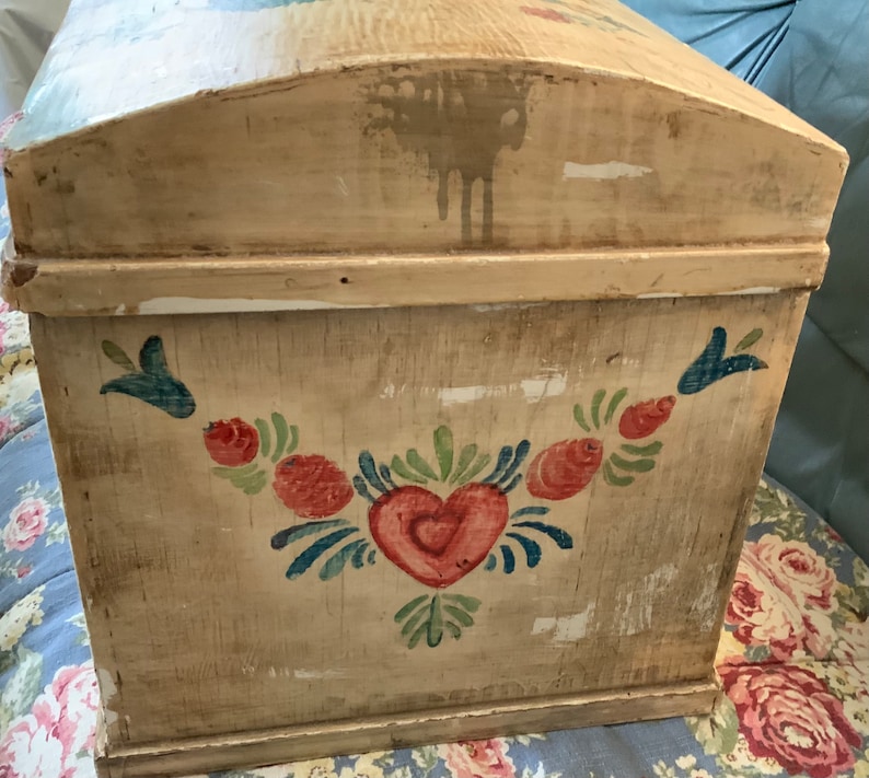 Peter Hunt Chest-trunk-recipe Storage Box/hand Painted Wood Folk Art ...