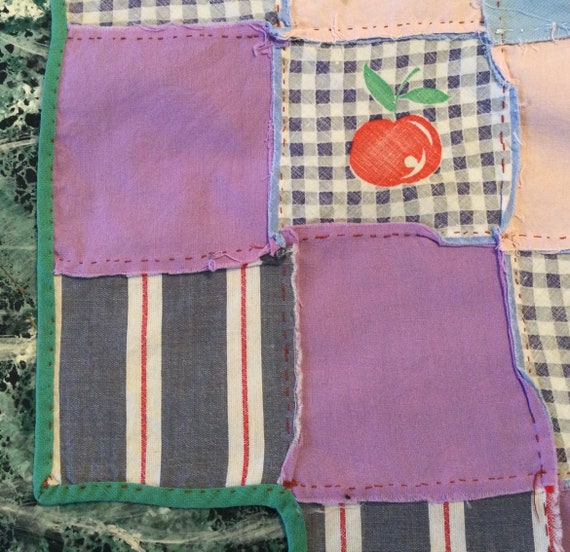 Half Apron/Patchwork Print/Red Apple Fruit/Purple… - image 7