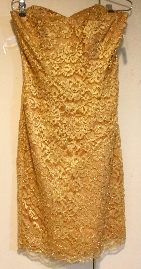 Gold Lace Dress & Jacket/Prom Dress/Cocktail Dres… - image 3