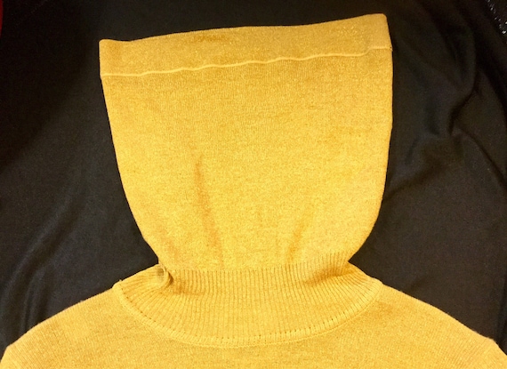 1980s Gold Metallic Turtleneck Sweater/Cowl Neck … - image 1