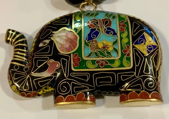 Chinese Cloisonne Elephant Pendant Choker Necklac… - image 8