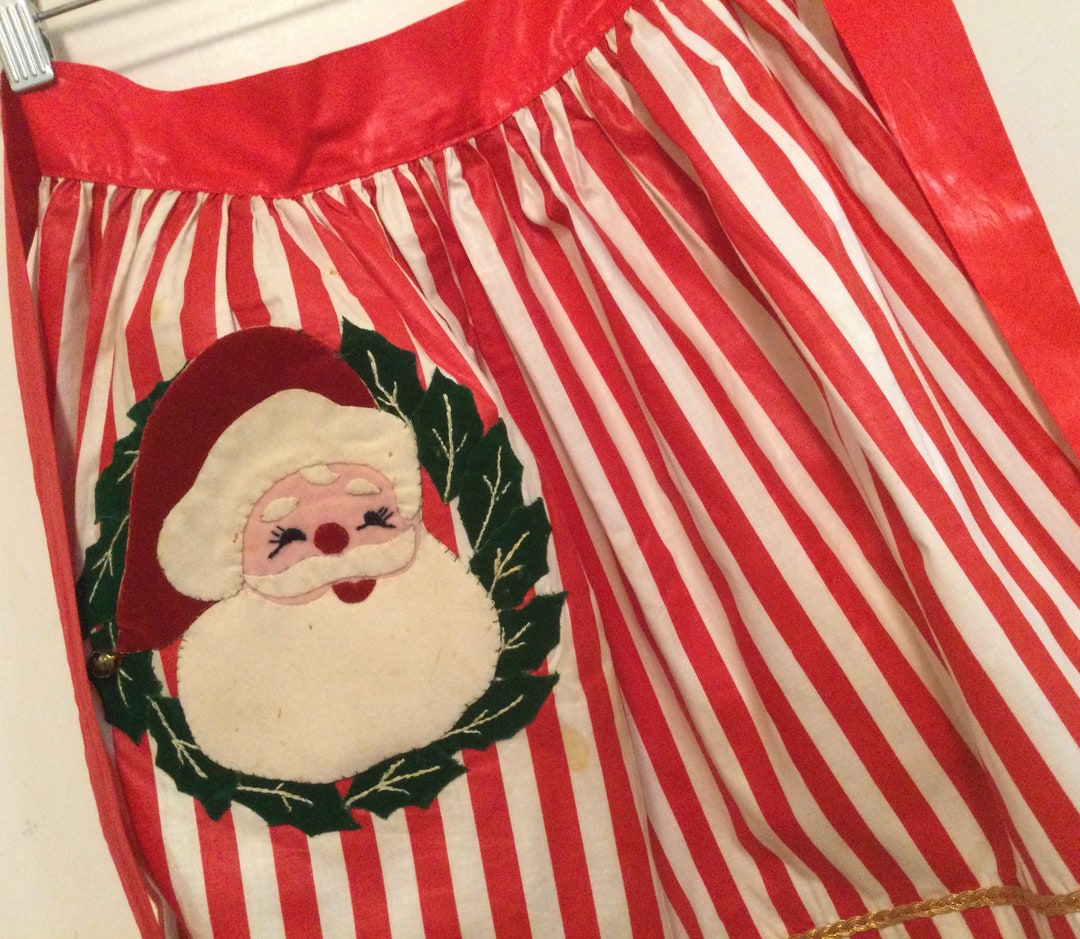 50s Christmas Halfapron/santa Claus Appliqué & Etsy
