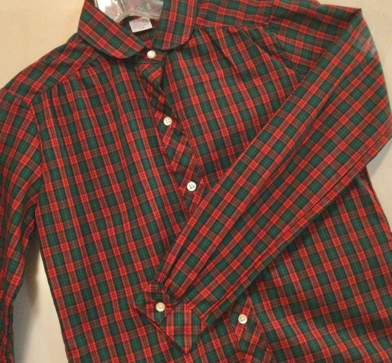 1960 Red Plaid Blouse-Shirt-Top/Shirt Sport/Peter… - image 3