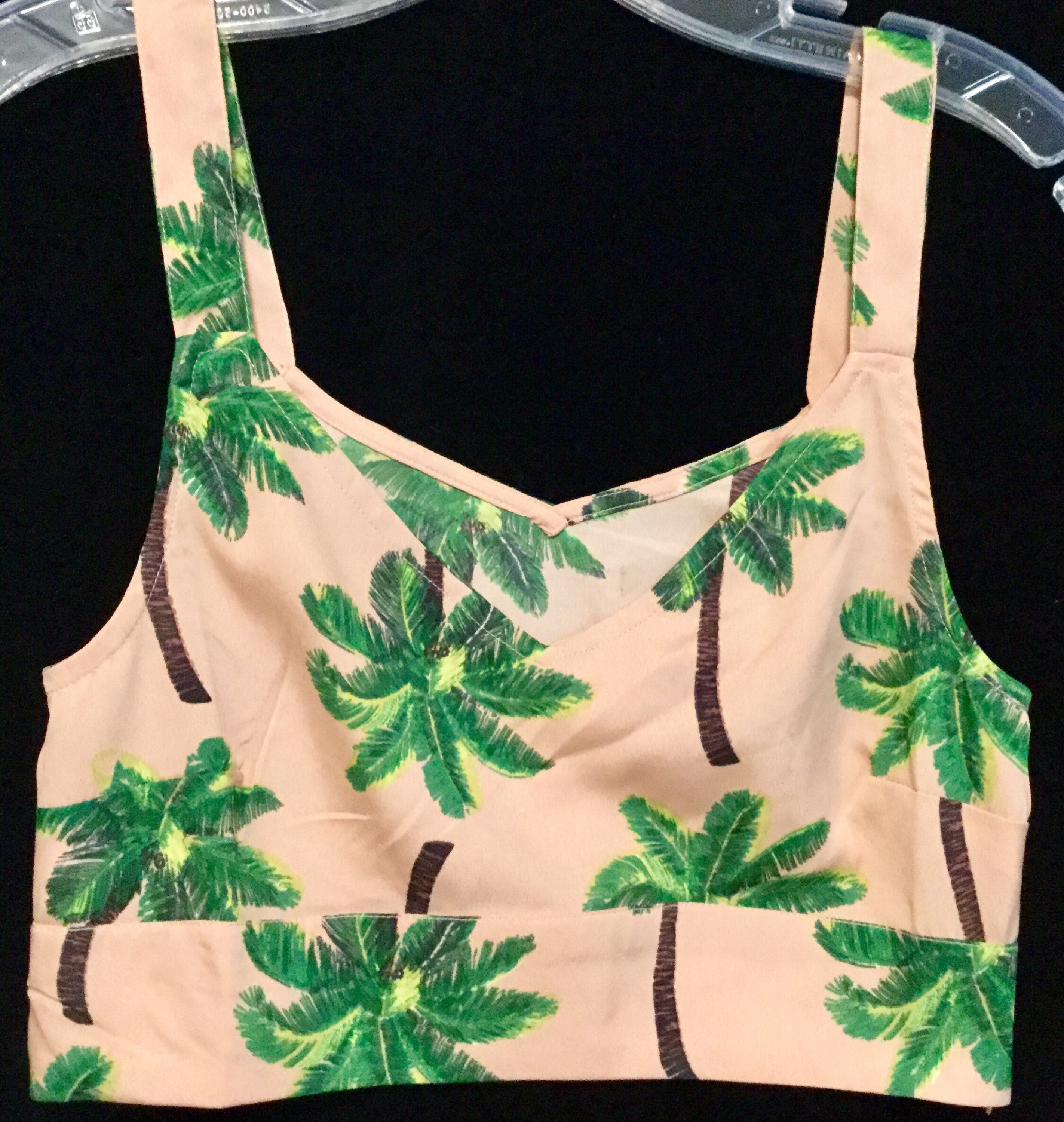 Hawaiian Active Bra-bralette-camisole-tank Top/pink & Green Palm Tree Print/polyester-acrylic/summer/woman's  Size Extra Small-small/vintage -  Ireland