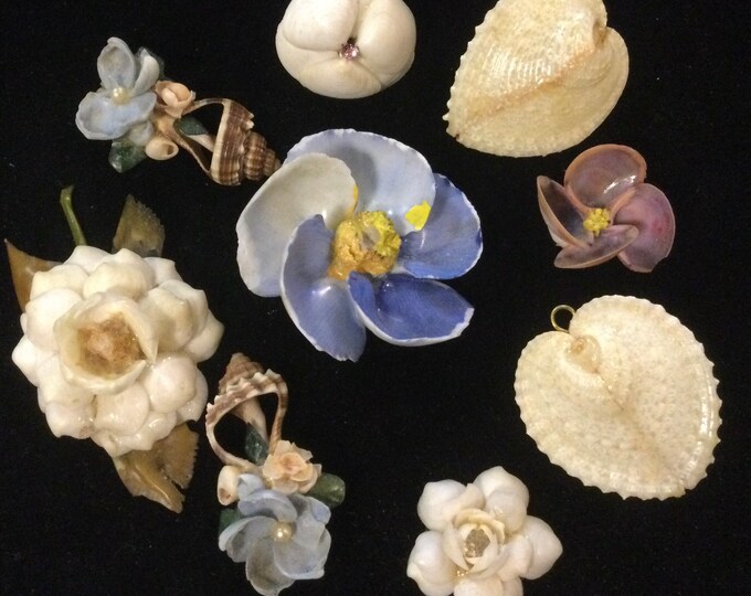 9pc Shell Flowers Handmade Small Seashell Flower Floral DIY Craft ...