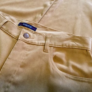 5 Pocket Jeans-Pants-Slacks/Khaki-Tan-Camel/Moleskin-Ultra Suede/High-Rise/Bill Blass/Polyester/Country Western/Woman 10 (waist 32”)Vintage