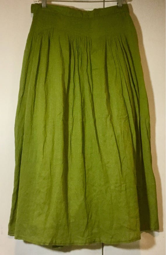 Floral Beaded Skirt/Green Midi Skirt/Embroidered … - image 8