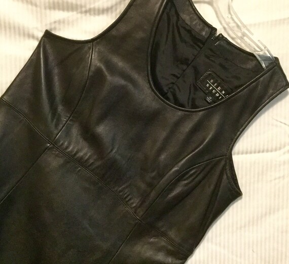 Black Leather Dress-Jumper/"Siena Studio"/NOS/Empire- - Gem