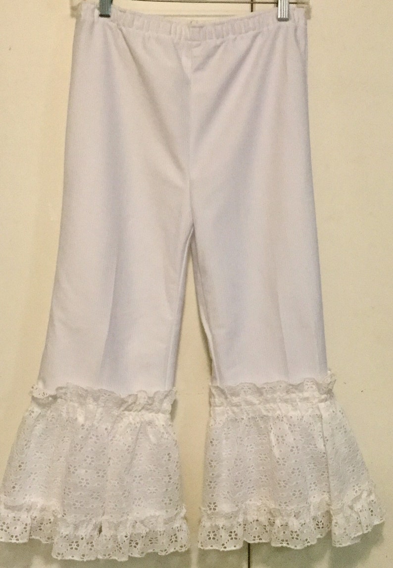 1970 Lace Pants Bell Bottom Capris Slacks White High Waist - Etsy