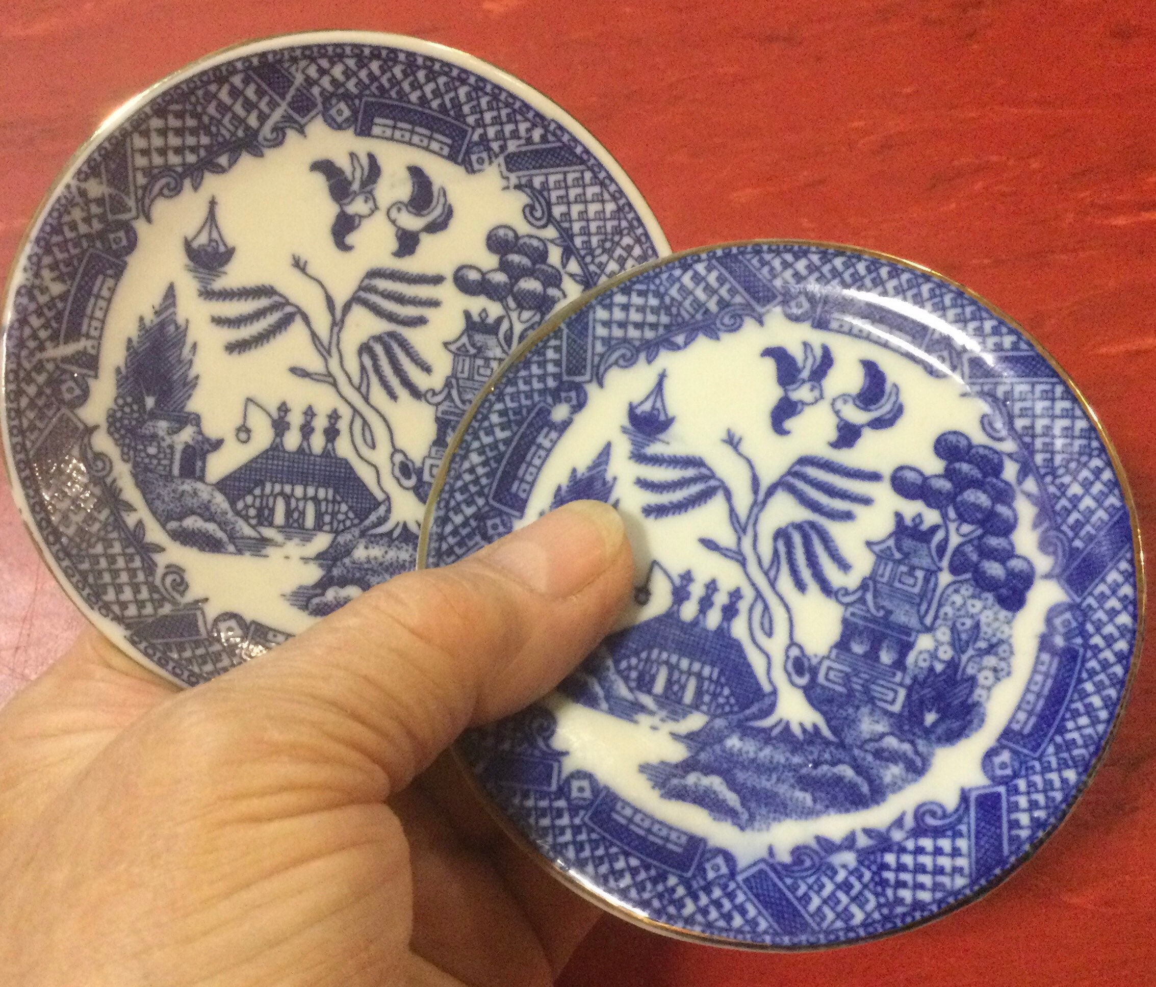 Mini BlueWillow Plates Pair TransferWare China ButterPat Etsy