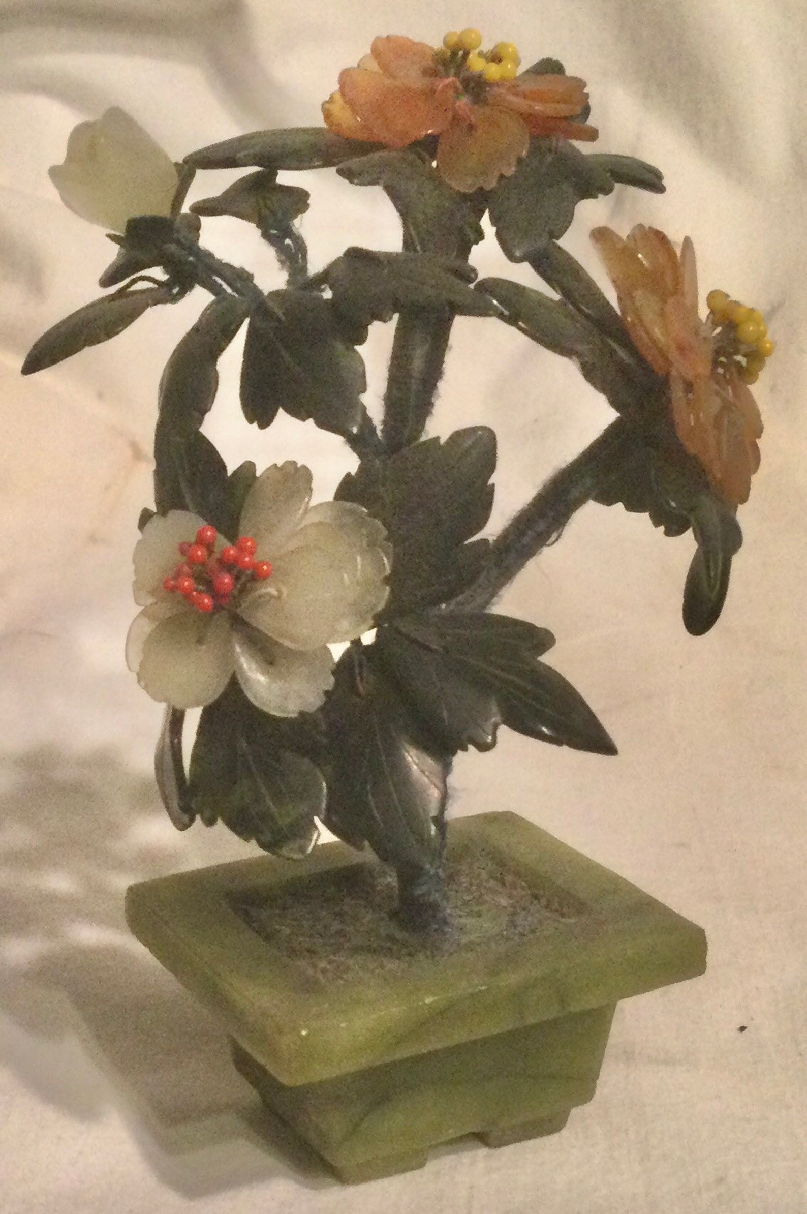 Vtg Jade Bonsai Trees Miniature Chinese Carved SemiPrecious Etsy