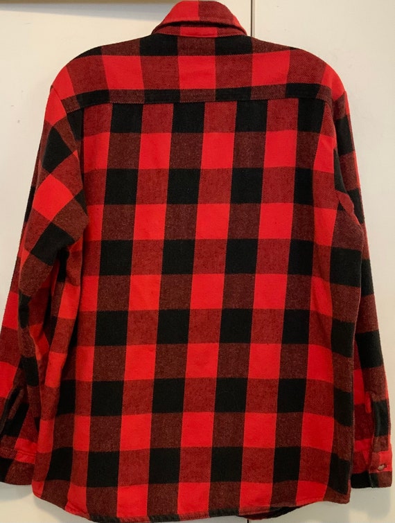 Mens Red Plaid Flannel Shirt/Buffalo-Check Print … - image 5
