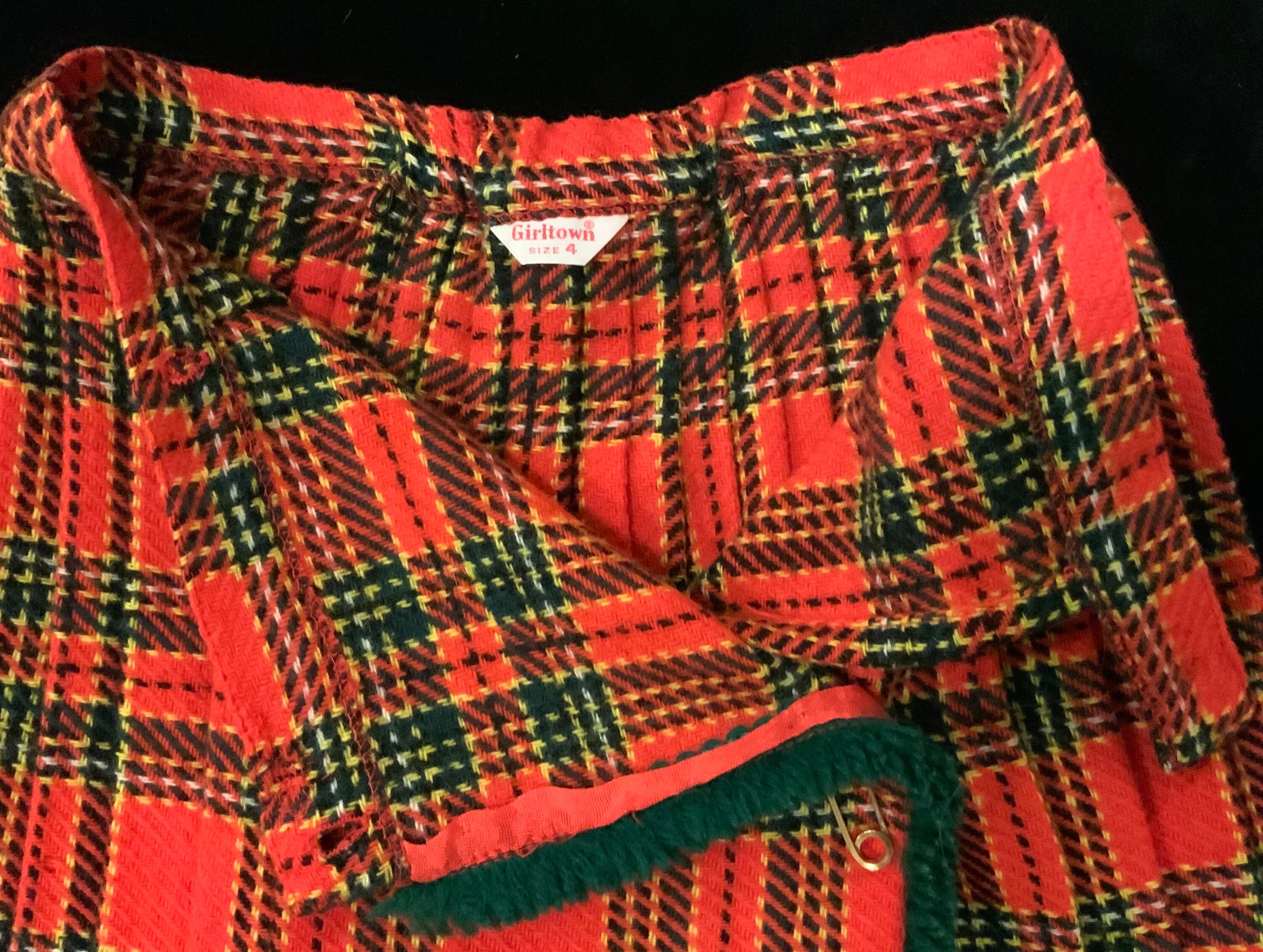 Jupe Kilt à Carreaux Tartan Rouge Lands End - Taille 10, En Laine - Occasion Excellent état