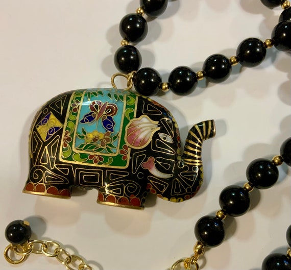 Chinese Cloisonne Elephant Pendant Choker Necklac… - image 5