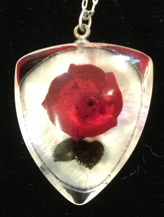 Pendentif Argent 925 Avec Roulette En Lucite Rosée - Bijou Occasion Bon état