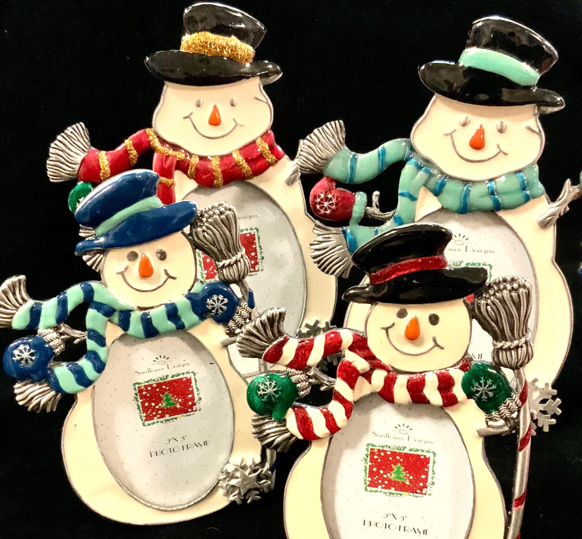 Christmas Photo Frame-picture Frame Set/snowman/metal/enamel